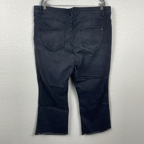 New Democracy Fray Step Hem Kick Flare Jeans Faded Black Wash Ab Plus Size 20W - Picture 5 of 12